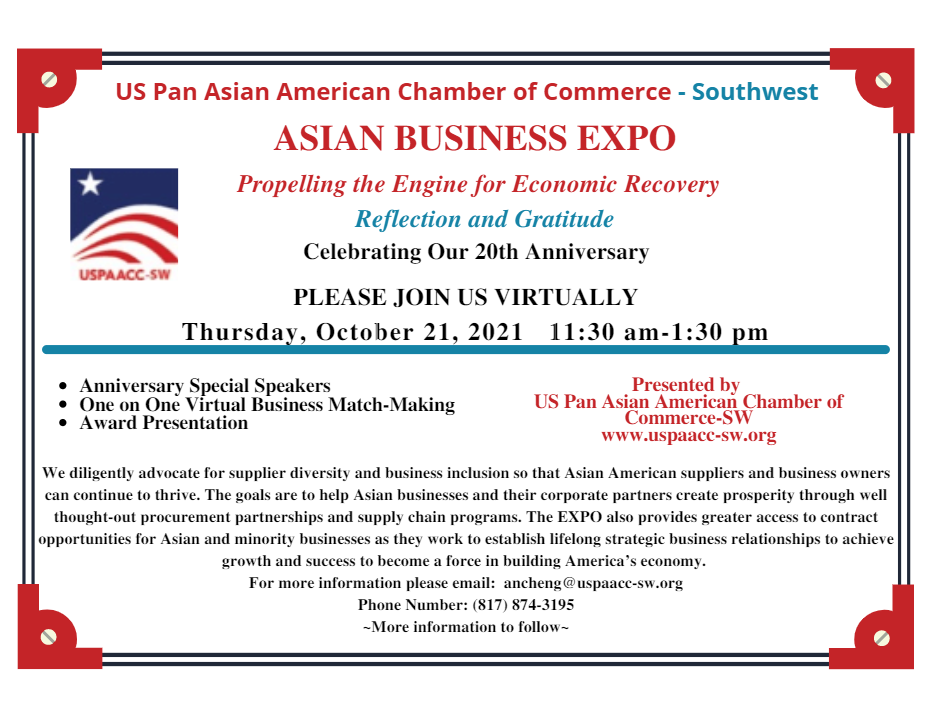 20th Anniversary Asian Business Expo Flyers And Information Uspaacc